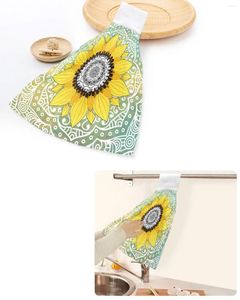 Towel Sunflower Mandala Hand Towels Home Kitchen Bathroom Dishcloths With Hanging Loops Quick Dry Soft Absorbent