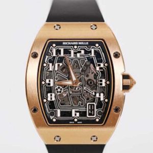 Richamills Luxury Watches Mechanical Chronograph Mills Rm067 Ultra Thin Men's Watch 18k Rose Gold Black Dial Date Display Automatic Mechanical Watch ST80