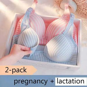Maternidade sugere 1/2pcs Roupas sem fio Cuidado Melhoramento de mama de algodão Adequado para mulheres grávidas Sleep Underwear e Alma Gorge Aliviamento D240527