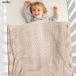 Filtar födda stickade baby pojkar flickor muslin swaddle wrap filt super mjuk småbarn spädbarn barnvagn sängkläder täcke 100 80 cm