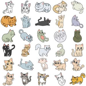 10/30/60pcsかわいい漫画シンプルな猫のステッカーキッズトイギフトdiy電話ノートブックスクラップブックPVCウェートプルーフステッカーデカール