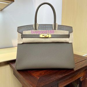 AA Biriddkkin Delicate Luxury Womens Social Designer Totes Bag Shoulder Bag Handsewn Touch Bag Leather Combination Crocodile Skin Genuine Leather Womens Bag Pure