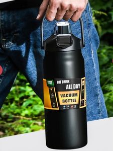 Portable Thermos with Straw Outdoor Sport 304 Stainless Steel Thermal Mug Tumbler Travel Vacuum Flasks Cold and Water Bottle 240527