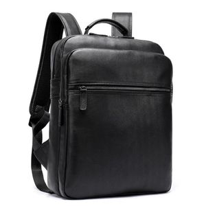Luuafn Classic Design Backpack de laptop preto de mochila de couro genuíno com conector de cabo USB Men Daypack 279s