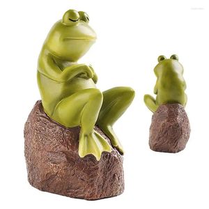 Dekorative Figuren Frosch Statue Sitzharz Frösche Outdoor Gartenteich Süßes Skulptur für Home Desk Decor Ornament