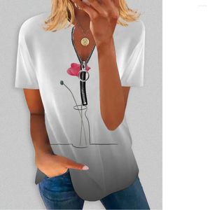 Koszulka z kwiatem kwiatów damskiej Wzór kwiatowy do mody dziennie zużycie na zewnątrz z noszeniem letnią top T-shirt krótkie rękawy WF6