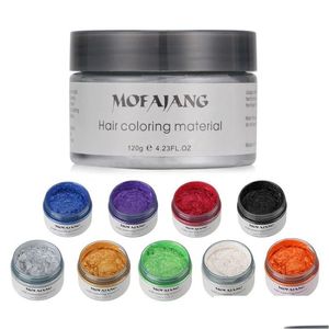 Pomades Waxes Mofajang 9 Farben Haarwachs Styling Sier Oma grau Einweg natürliche Starke Sahne Dye für Frauen Männer 120g Drop Dhiyz