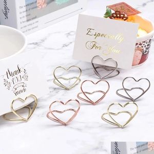 Andra evenemangsfestleveranser 10/15 st Heart Shape Metal P O Clip Stands Wedding Tabell Number Namn Place Card Holder For Birthday Dec Dhitj