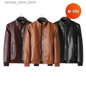 Men's Down Parkas (Large Size) Mens Simple Leather Coat Leather Biker Jacket Q240527