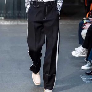 Men's Pants S-6XL!!2024 new spring and autumn casual pants loose straight pants mens wear pants fashion brand spliced dress pants Q240525