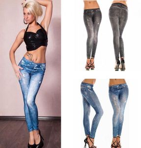 Kobiety miękkie rajstopy legginsy dżinsy dżinsowe bezproblemowe legginsy chude seksowne spodnie szczupłe spodnie dna LJJA31322996360