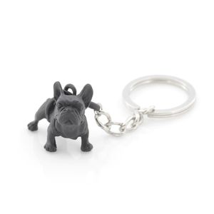 Metall svart fransk bulldog nyckelkedja söt hund djur nyckelringar nyckelring kvinnor väska charm husdjur smycken gåva hela bulk partier 267f