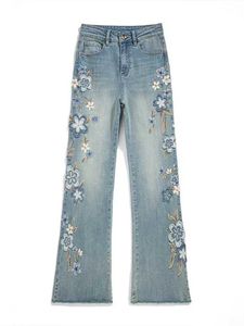 Kvinnors jeans kvinnor blå y2k baggy jeans denim byxor koreanska lösa broderier jean byxor vintage harajuku 2000 -tal trashy överdimensionera kläder 2024 T240523