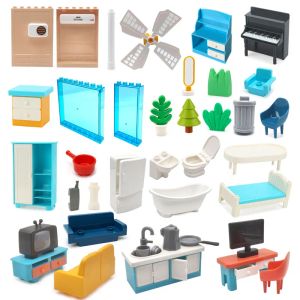Big Build Block Villa Play House Mini Möbel Spielzeug für Kinder Kinder kompatibel mit doppeltem Zubehör Bildungsgeschenk