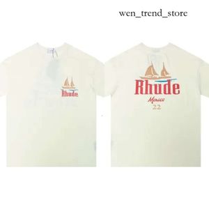 Rhude skjortor varumärke tryckt t shirt män kvinnor runda nack t skjortor vår sommar hög gata stil kvalitet topp tees asiatisk storlek s xl camiseta billig rhude tshirt 740