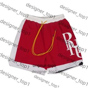 Designer masculino shorts shorts de verão calças de praia de moda de alta qualidade rhude short street desgaste azul vermelho preto calças roxas malha giration zipper tiro 88ec