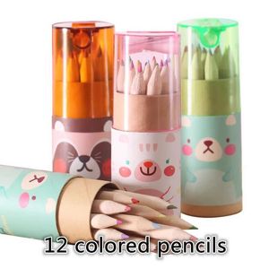 Crayon Pencils Manga 12 Color Pencil with Sharpener Color Crayon Suitable for Childrens Painting Art Station Supplies Childrens Color Pencil Set WX5.23