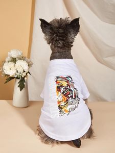 Camiseta de pano de pet de vestuário para cães com roupas estampadas frias e deslumbrantes de tigres para gatinho de fantasia de gato cachorrinho