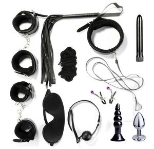 Brinquedos sexuais para casais Bondage Vibradores Set Kit SM Restranta BDSM escravo Anal Plug Plug Flirt Games Toys eróticos para homens Homens Y19829999