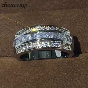 Heta försäljning smycken manlig ring 3mm 5a zirkon cz vitt guldfylld fest engagemang bröllop band ring för män storlek 5-11 j190716 247k