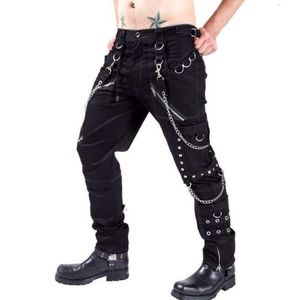 Und Roll Casual Rock Hosen für Männer mit mehreren Zipper -Öle -Celebrität gebundene Hosen Niethosen Performance Hosen Performance Hosen