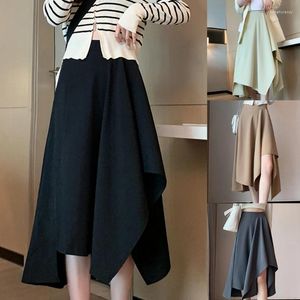 Skirts Korean Fashion High Waist Pleated Flowy Irregular Low Long Skirt For Women