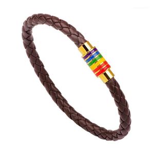 Charm Bracelets Fashion Copper Magnet Colorful Men And Women Leather Cord Bangle Black Brown Bracelet For Wristband Rope Jewelry11602700