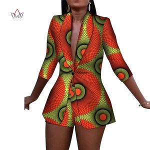 Nya kvinnliga kostym och korta byxor sätter Bazin Riche African Clothes 100% Cotton Print 2 Pieces Set Women African Clothing WY3492