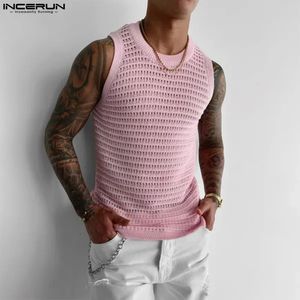 Incerun Tops American Style Men Casual Oneck Breatsablet Mesh Tank стильный мужской твердый allmatch рукавиц S5XL 240527