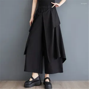 Calça feminina japonesa Yamamoto Black Style Girls Chic Spring Summer Summer Wide Caista High Fashion Ladies Culottes Women Casual