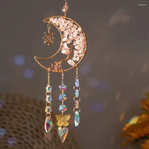 Decorative Figurines Crystal Wind Chimes Suncatcher Hanging Pendant Light Catcher Rainbow Chaser Jewelry Star Moon Diamond Elegant Home