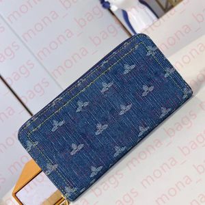 23SS مصمم فاخر Zippy Long Hond For Women Denim Ladies Travel Wallet محفظة قصيرة مع مربع أصلي