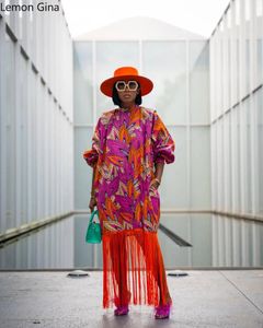 Günlük Elbiseler Limon Gina Kadın Yaprak Baskılı O boyun boyun etek etek düz uzun kollu maksi elbise 2024 Sonbahar Sokak Giyim Vestidos