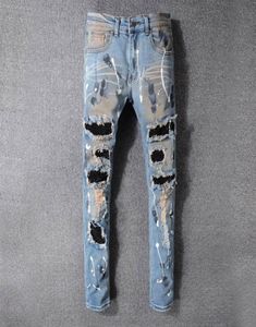 Jeans de designer de marca famosa jeans Slim fit masculino jeans skinny homens mulheres motociclistas hip hop angustiado jeans calças1062226