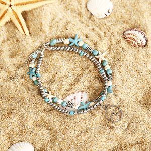 Conch Starfish Mizhu Beach Turtle Pendant Anklet Lady Romantic Sweet Big Anklets Armband 245b