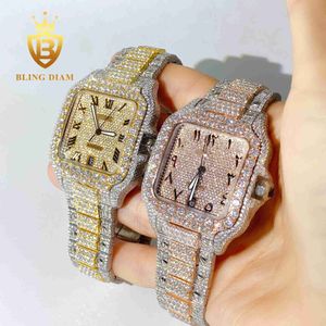 Designa full Moissanite Diamond Watch Diamond Iced Out Luxury Quartz Watch Mens Hip Hop Jewelry Customized Moissanite Watch