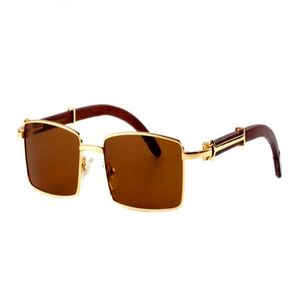 Buffalo Horn Glasses Rimless Fashion Mens Designer Brand Solglasögon White Blalk Red Lens Bamboo Wood Solglasögon Män träglasögon 258n