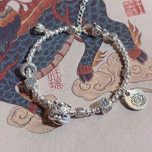 Dragon Anno tibetano argento xingshi coppia di bracciale alla moda di lusso piccolo stile cinese bracciale retrò tradizionale 240527