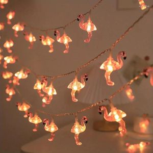 Strings 1pc 10/20 LEDs Flamingo String Lights 59.06inch/118.11inch LED Fairy Light Battery Operated For Summer Birthday Party Decoration