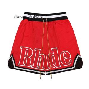 Rhude krótkie designerskie spodenki Męskie Mesh Krótki lato mody elastyczne spodoble plażowe Mężczyźni High Quality Street Wear Red Blue Black Purple Pants 157