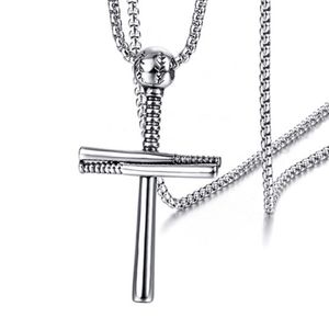 12PCS European and American outdoor baseball cross pendant necklace Fashion personality Man's accessories 3color 232J