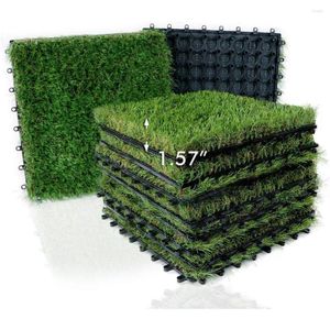 Decorative Flowers 18 Pieces Of Artificial Turf Deck Ceramic Tile Set Thick Synthetic Self Draining Mat Indoor/outdoor Floor Decoration