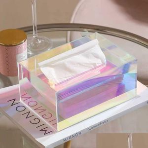 Tissue -Boxen Servietten moderne Licht Luxus Wohnzimmer Box Couchtisch Kreativpapier Office Desktop Acrylaufbewahrung Home Docer Gif DHMLB