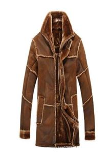 Herbst Winter nordischer Stil warmer Männer039s Bekleidungsmann Lederjacke mit Pelz Vintage Langes Wildlederjacke Michten Sie die Neuankömmlinge 33647026105338