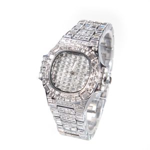 Iced Out assistir nova moda hip hop punk ouro prateado mens insign calendário de diamante completo grande relógios presentes 292a