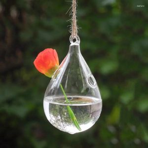 Dekorativa figurer 2st/packar olika storlek fett stil vatten droppformade hängande glas terrarium vas hem två hål bröllophängare