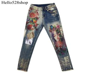 Fashion Vintage Weighined Boyfriel Stamping Heavy Stamping Designer Stretch Designer Jeans Pantaloni Skinny Pantaloni dipinti di dipinta Cott5724955