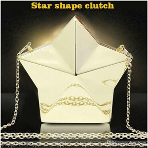 New Fashion Women Shinning Handbags Mini Cool Shoulder Bags Ladies Diamond Alloy Day Clutch Bags Five Star Shape Metal Purse - WJX 242j