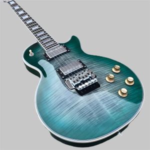 Classic light blue Flame Top custom electric guitar with rosewood fingerboard 2588