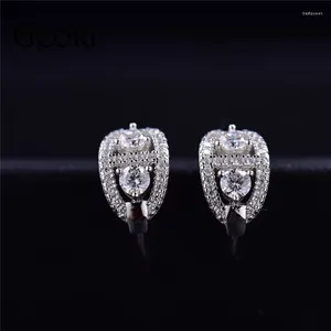 Stud Earrings Silver 925 Original Brilliant Cut Diamond Test Past Total 2 Ct D Color Moissanite Cute For Girls Gemstone Jewelry